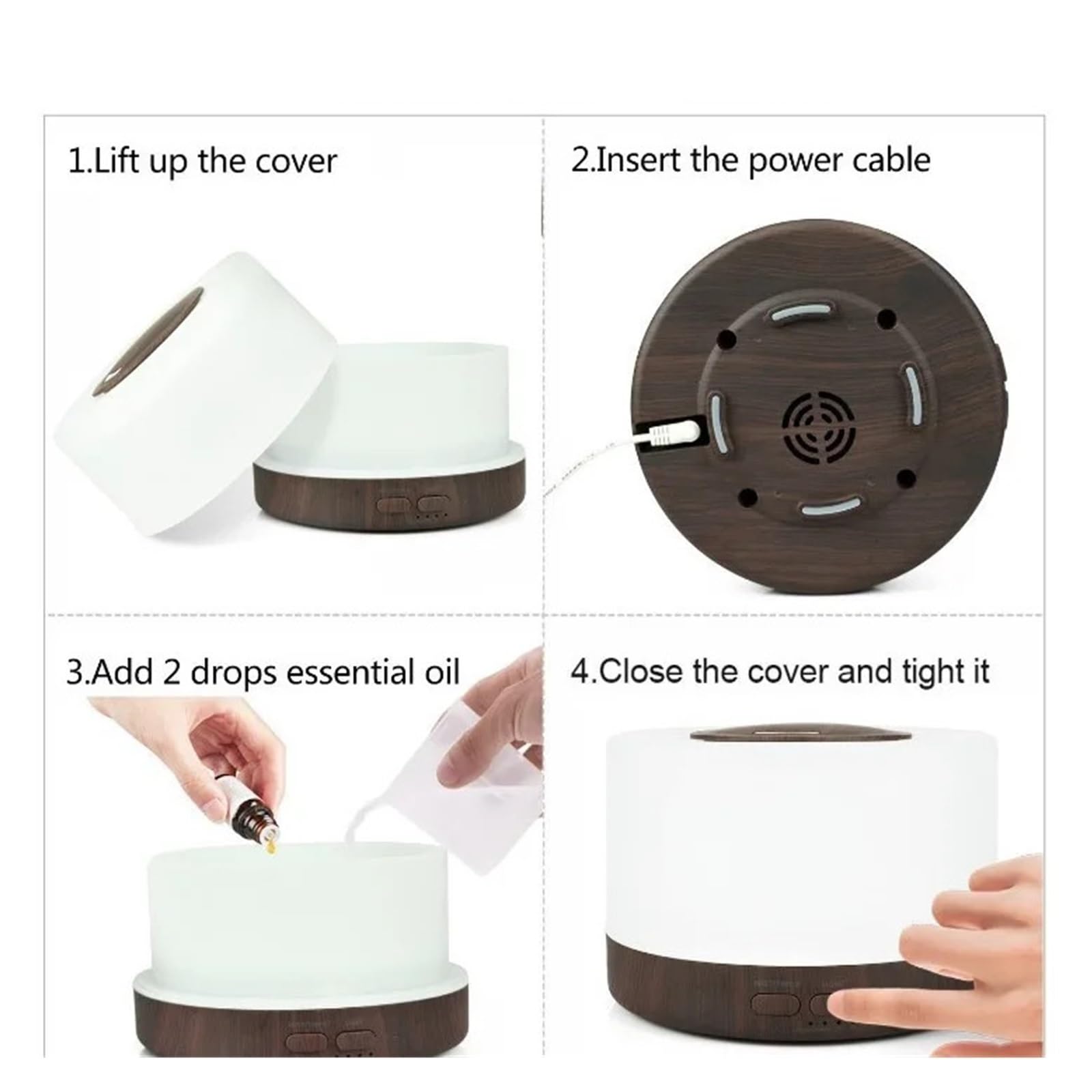 Humidificador, Humidificador De Aire For El Hogar, Difusor Aceites Esenciales Con Aromaterapia, Frío, Diseño Electrónico Silencioso,para hogar y oficina