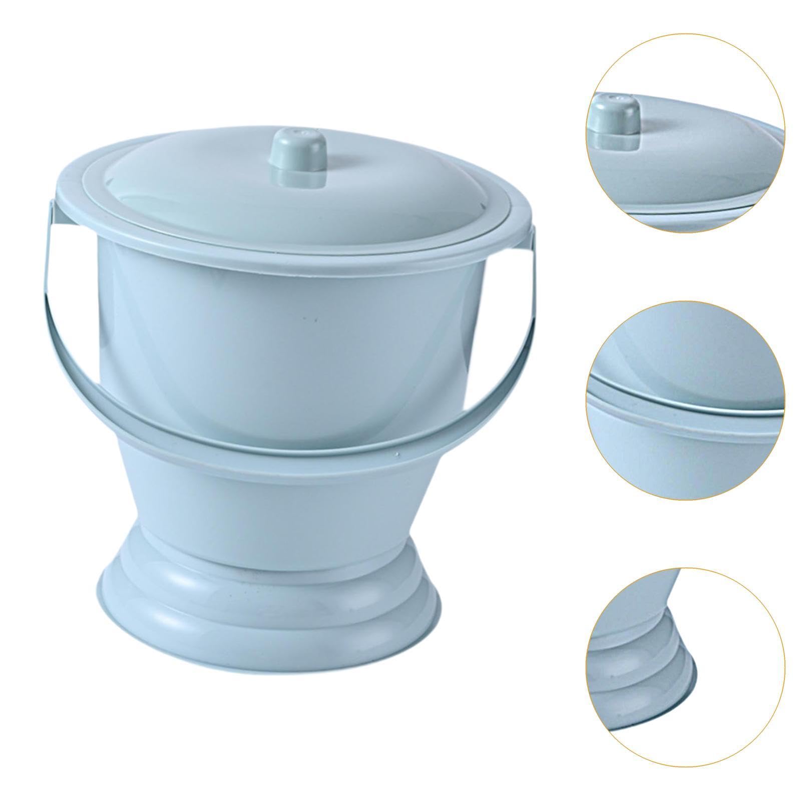 Orinal Portátil para Dormitorio, Contenedor, Tapa Antiderrame, Estructura Estable, Base Antideslizante, Material PP, Adecuado para, Azul