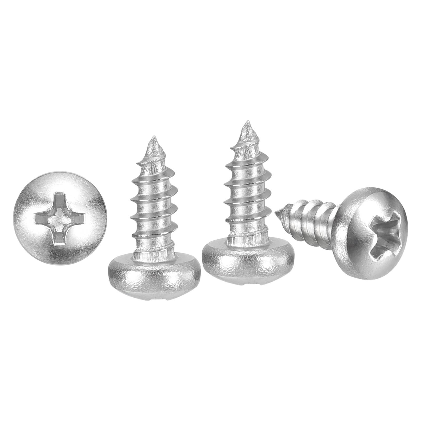 METALLIXITY Phillips Pan Head Self Tapping Screws(#4x1/4") 50Pcs, 304 Stainless Steel Self Drilling Screw for Metal Wood Plastic, for Cabinet Wall Shutter Plate Rock Furniture, Silver Tone