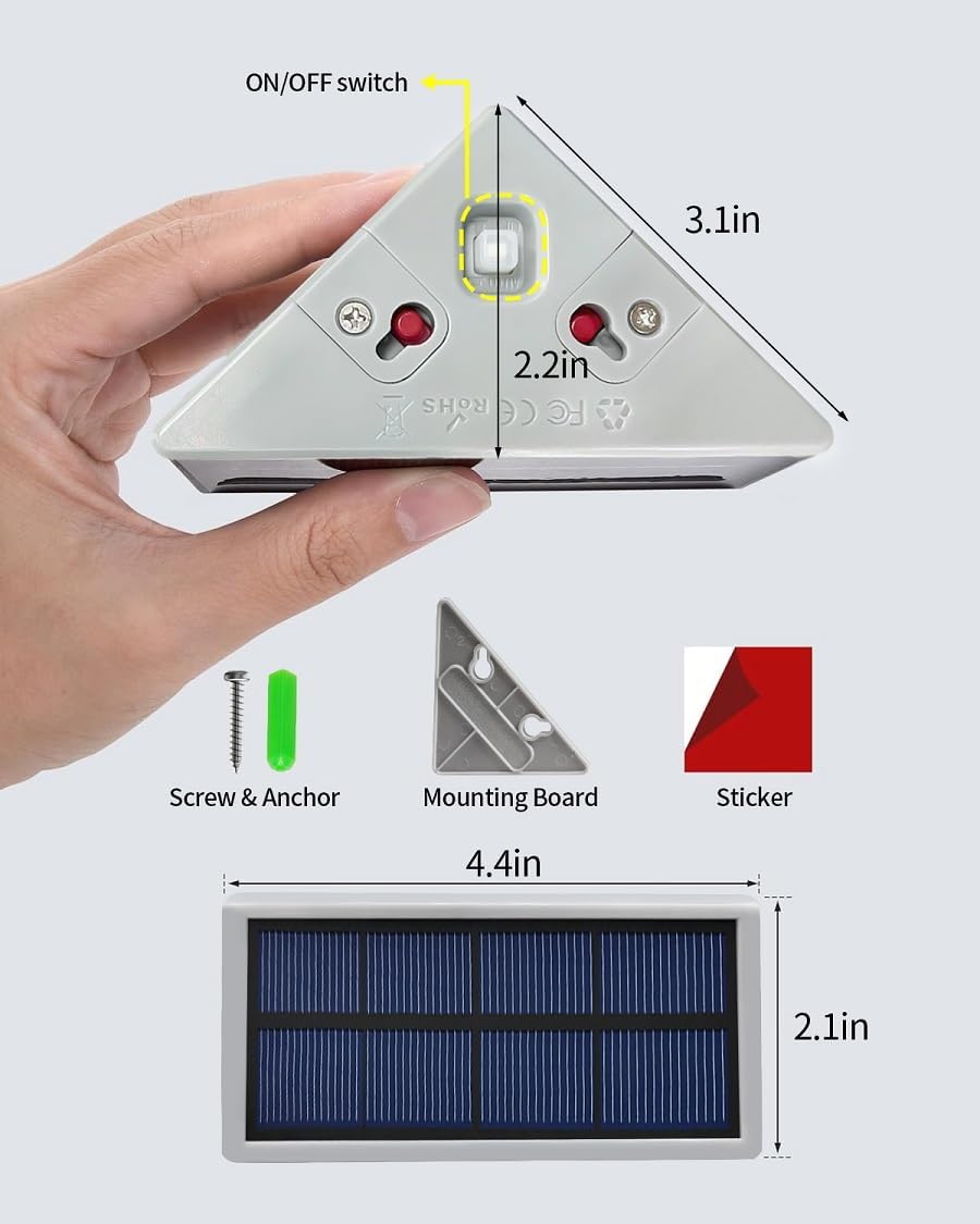 Solar Step Lights Outdoor Waterproof IP67, 6 Pack Solar Powered Stair Light with 13 LEDs, Triangle Solar Deck Lights for Outside, Garden, Patio Yard, Warm White