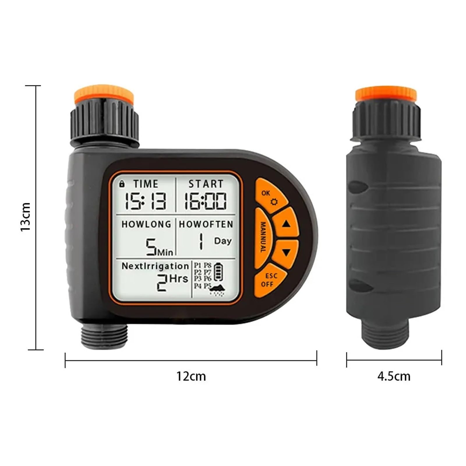 Zegar nawadniania, Zestaw do nawadniania Garden Smart Timer IPX5 Wodoodporny Automatyczny sterownik podlewania LCD Może być używany trawników