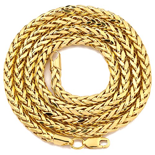10K Yellow Gold 4mm Wheat, Palm Chain Necklace with Lobster Lock (18