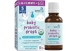 Lovebug Organic Probiotic Drops for Infant Constipation Relief (0-3 Months)