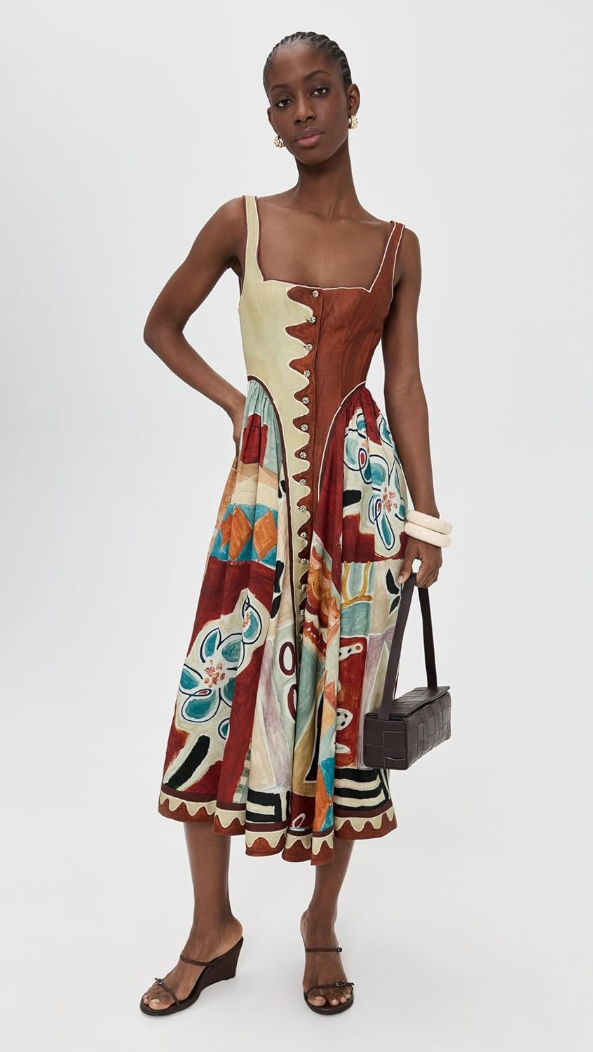 ALÉMAIS Women's Michelle Square Neck Midi Dress - Image 5