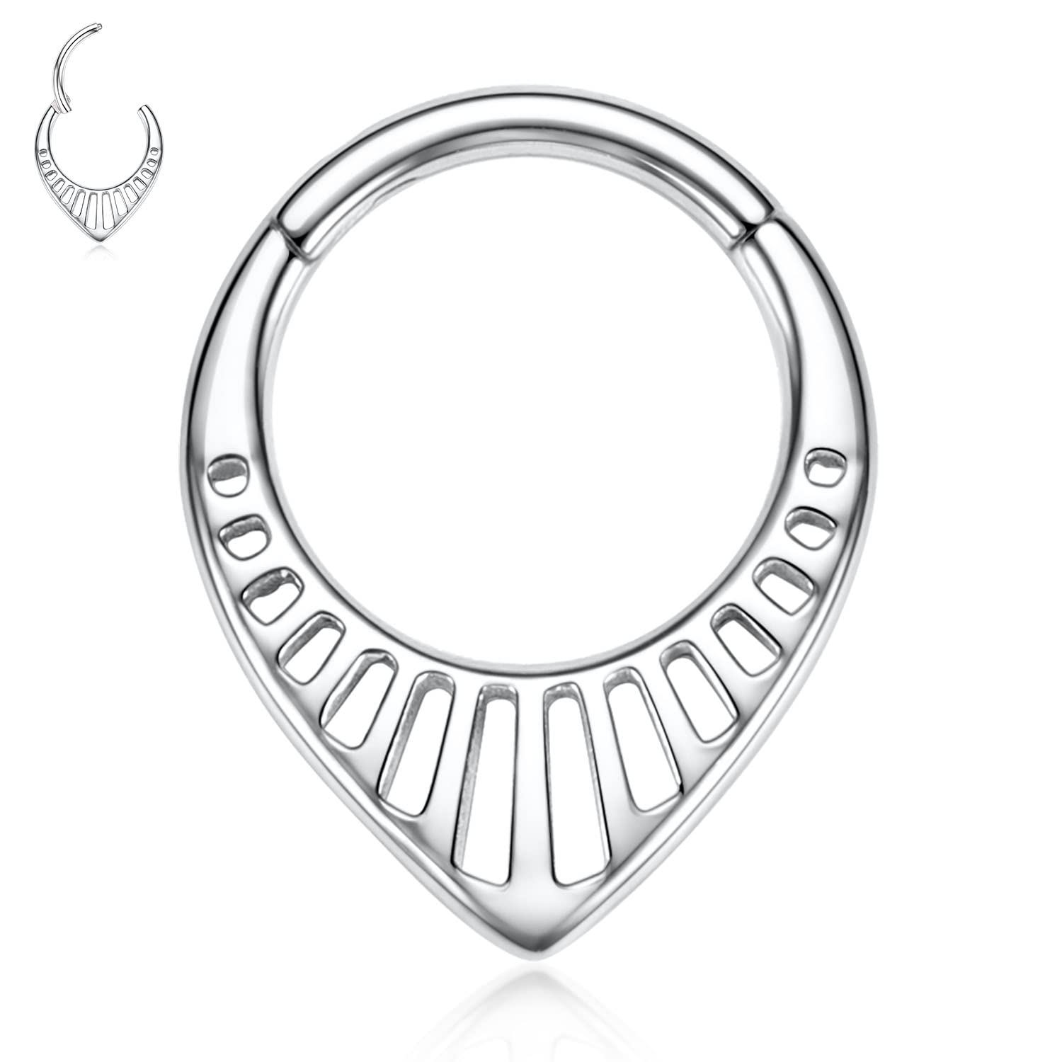 hengkaixuan Teardrop Daith Earrings Septum Jewellery Nose Hoop Ring Surgical Steel Daith Rook Tragus Piercing Jewellery Septum Clicker Ring Small Hoop Earring — view 7