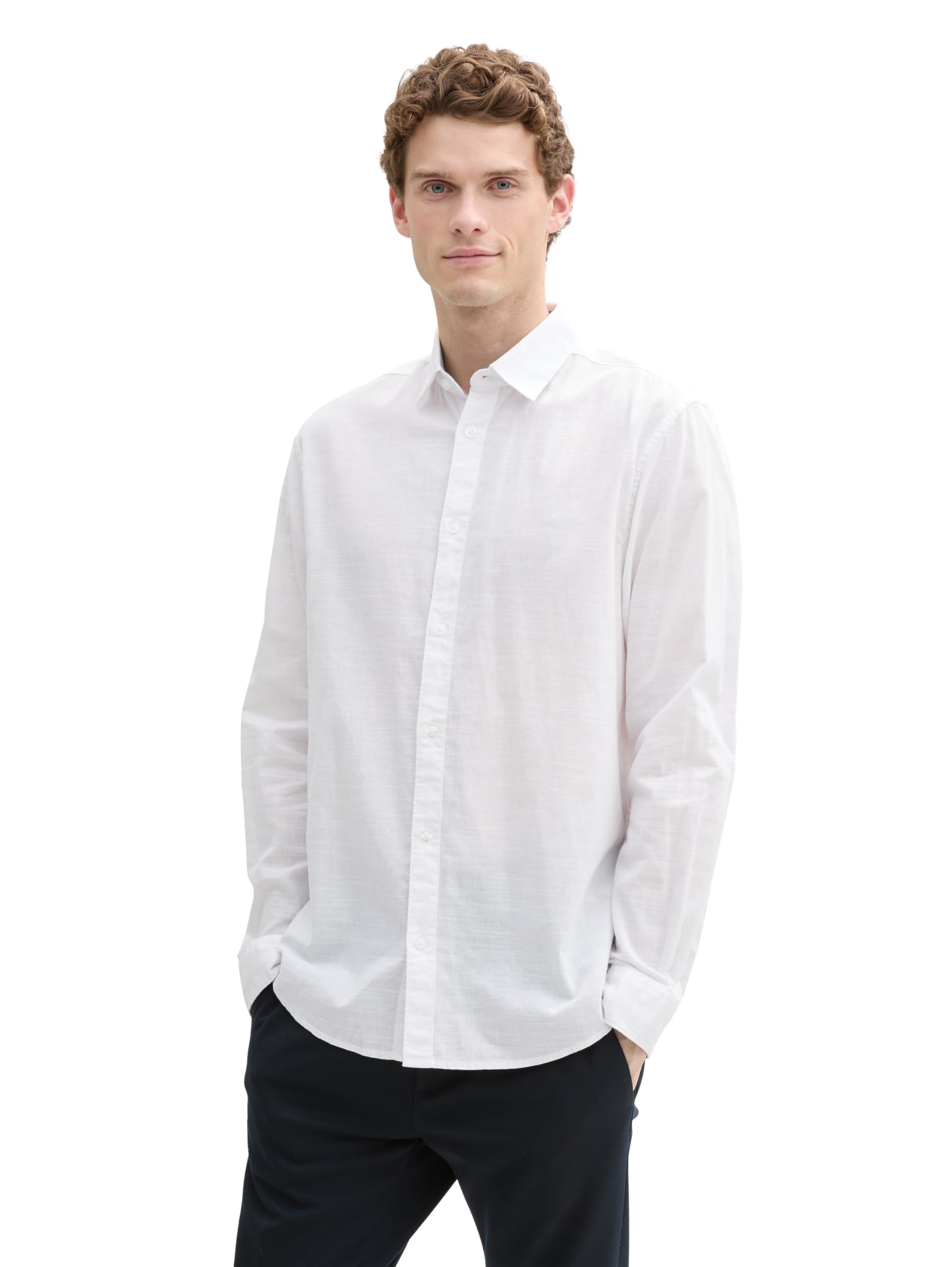TOM TAILOR Men's Regular Fit Shirt with Embroidered Logo