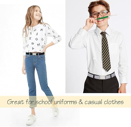 Miniatura 9 de JASGOOD Cinturón magnético ajustable para niños y niñas, cinturón elástico con hebilla magnética fácil para niñas de regreso a la escuela