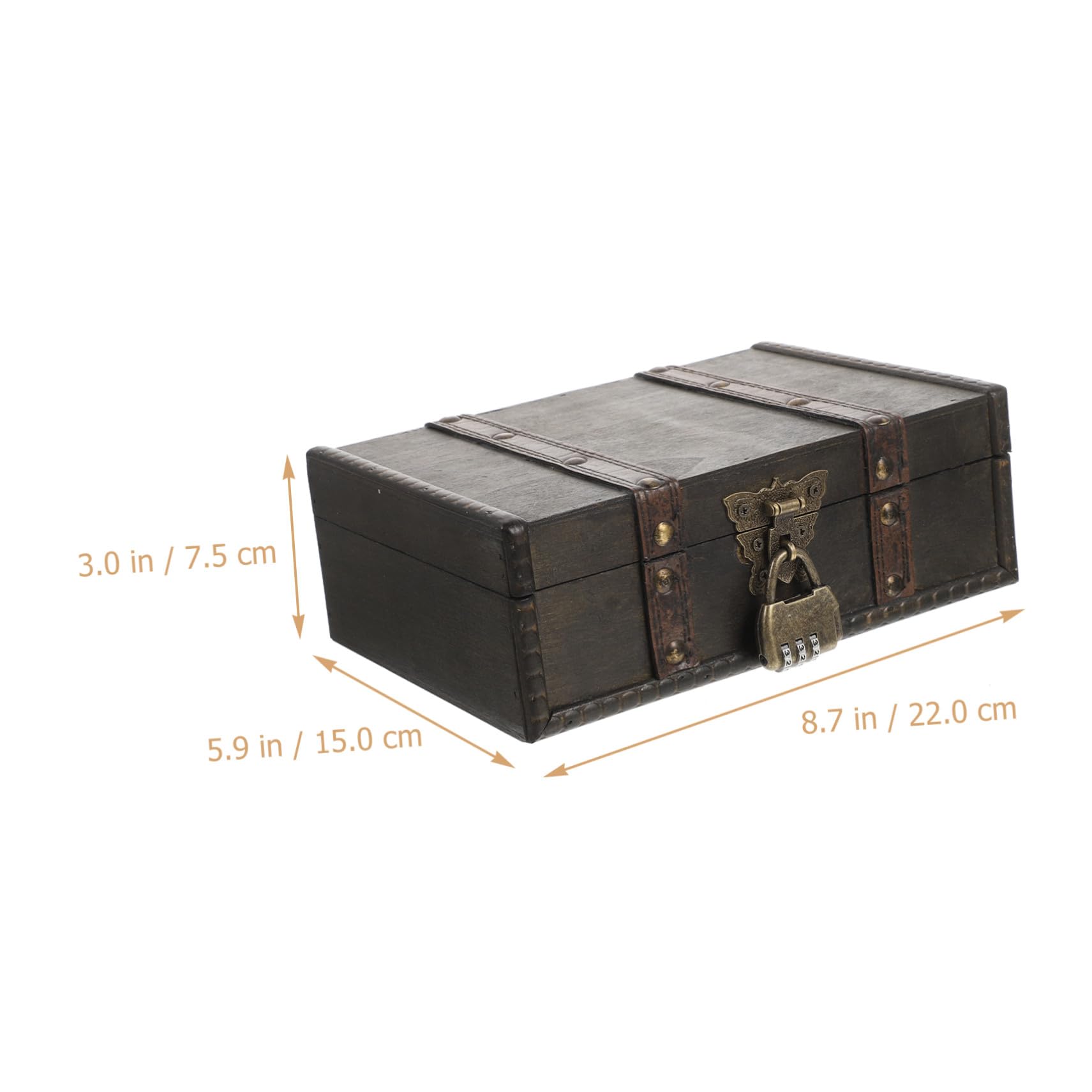 Schmuckkästchen aus Holz Vintage-holzbox mit Codiertem Schloss Aufbewahrungsbox für Ringe Ohrringe Halsketten und Accessoires Kompakt und Praktisch für Schreibtisch oder Kommodensc