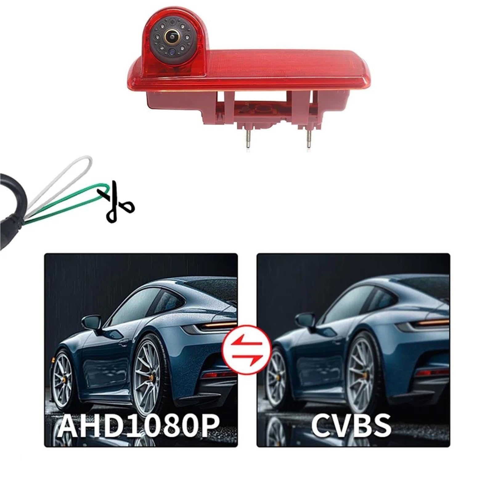 Cámara De Visión Trasera con Luz De Freno De Marcha Atrás para Opel para Vivaro 2014, Impermeable, con Visión Nocturna por Infrarrojos.(AHD 1080P-CVBS)
