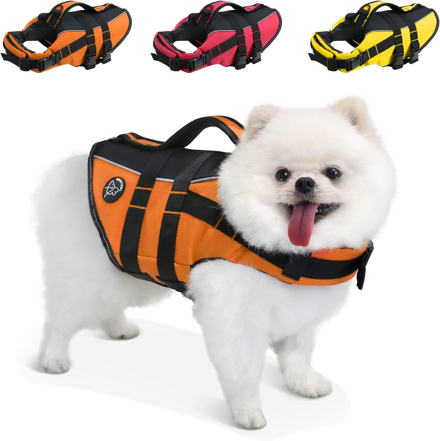 MESTUEL Dog Life Jacket Small, Adjustable Dog Life Vest for Small Dogs, Pet Life