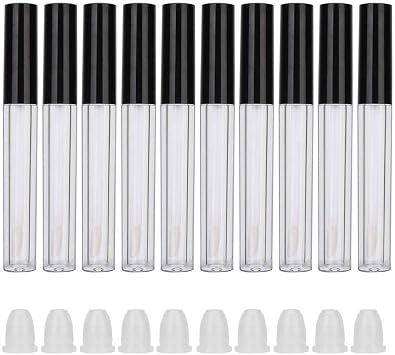 10pcs Empty Lip Gloss Tubes Lip Gloss Containers Refillable Lip Gloss Bottles Travel Bottles DIY Empty Lip Balm Tube Containers Makeup Tools Accessories 2.5ml/pcs Black
