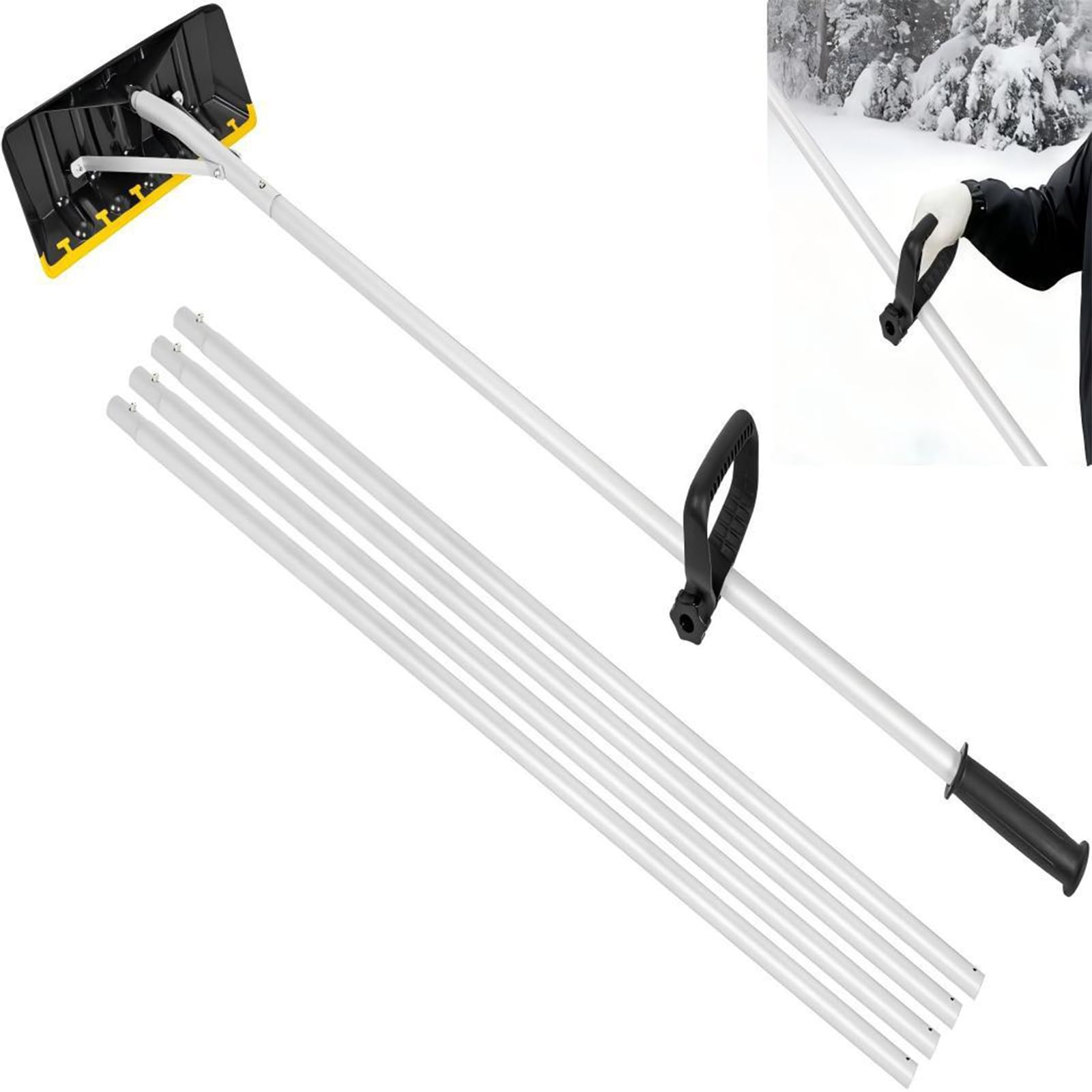 Fromceo Multicolor Telescoping Roof Snow Tool With Abs Handle And Rubber For Safe Vehicle Needle And Snow Scuffle