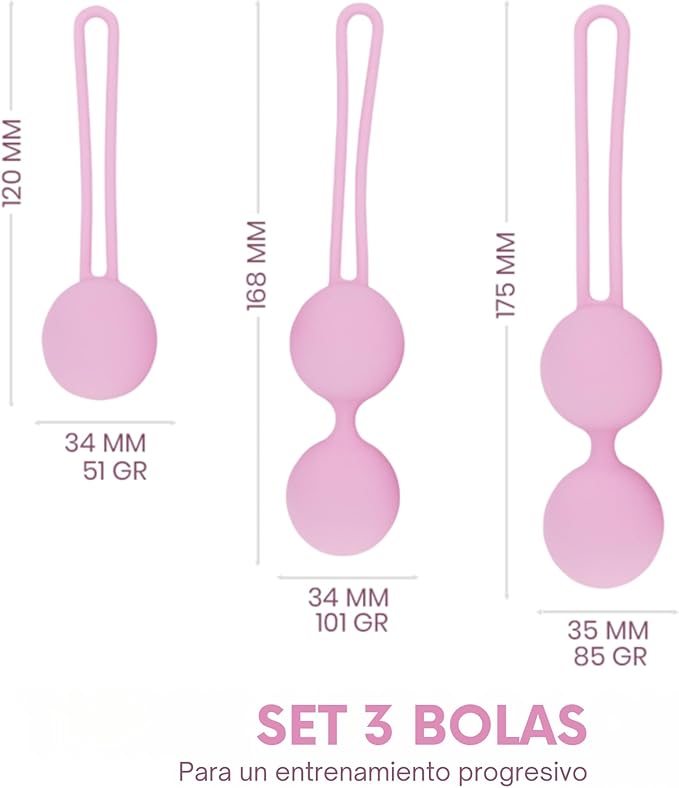 Detalle diferentes pesos bolas Kegel