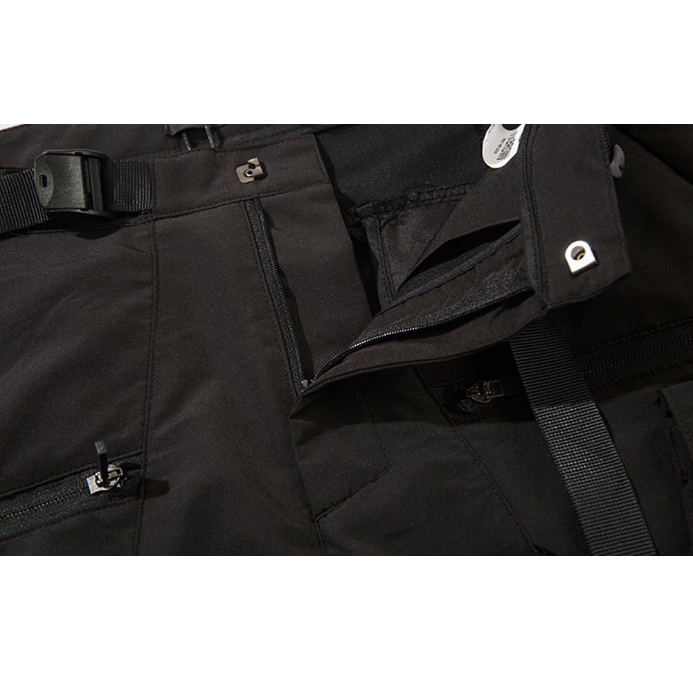 Punk-Joggerhose für Herren, mit mehreren Taschen, Streetwear, Cargohose, schwarz, taktische Techwear, Hip-Hop-Hose, Band