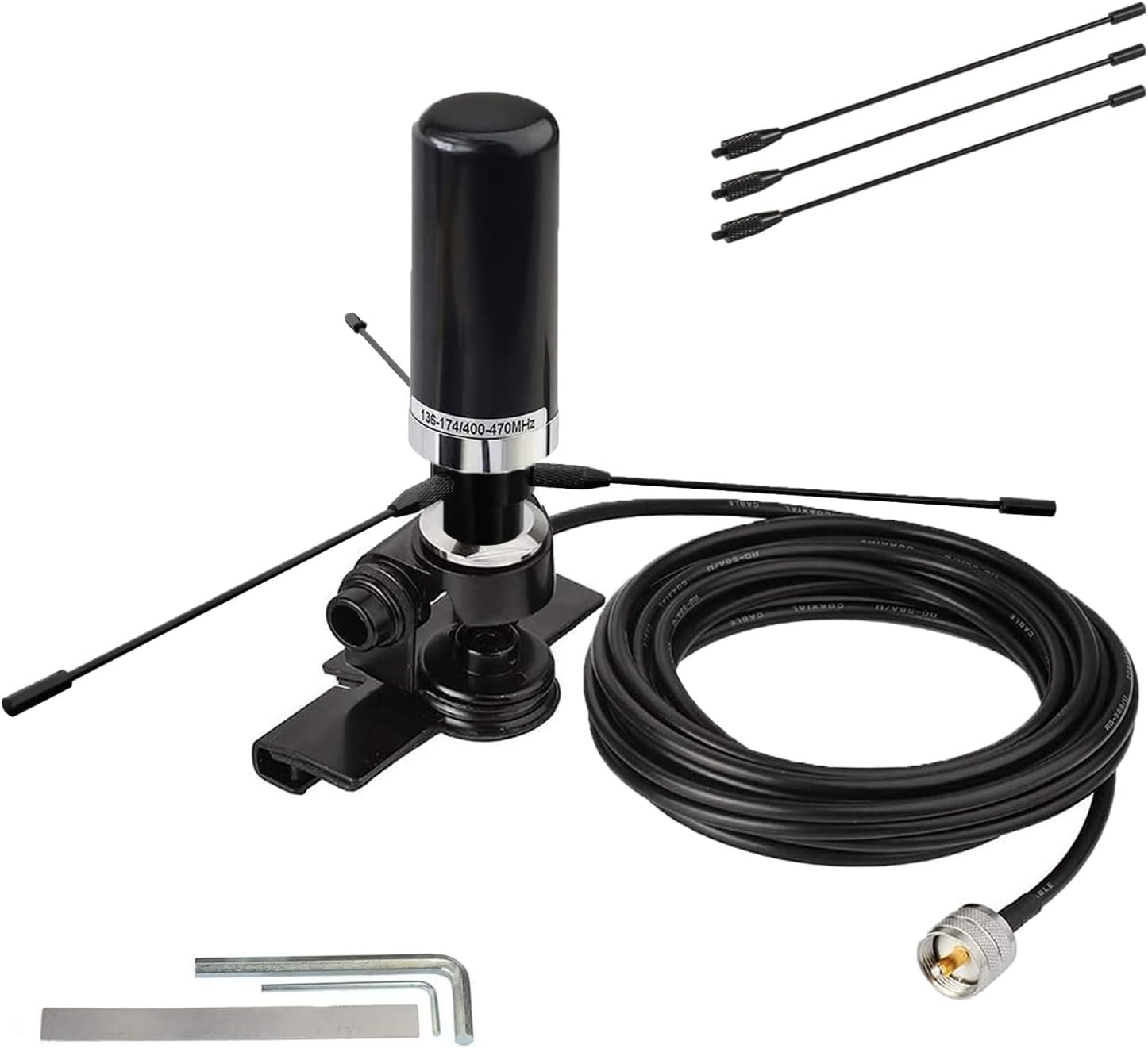 Vehicle Ham Radio Antenna, VHF UHF Dual Band 2m 70cm Antennas 136-174/400-470 MHZ with Lip Mount Fixed Bracket for Car Truck Amateur Two Way Radio/ PL259 Male/ 16.5ft RG58 Pure Copper Coaxial Cable