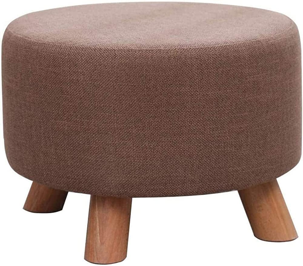 Repose-Pieds Haute Qualité et Siège Rond Marron - Chaise de Décoration d'Intérieur Élégante