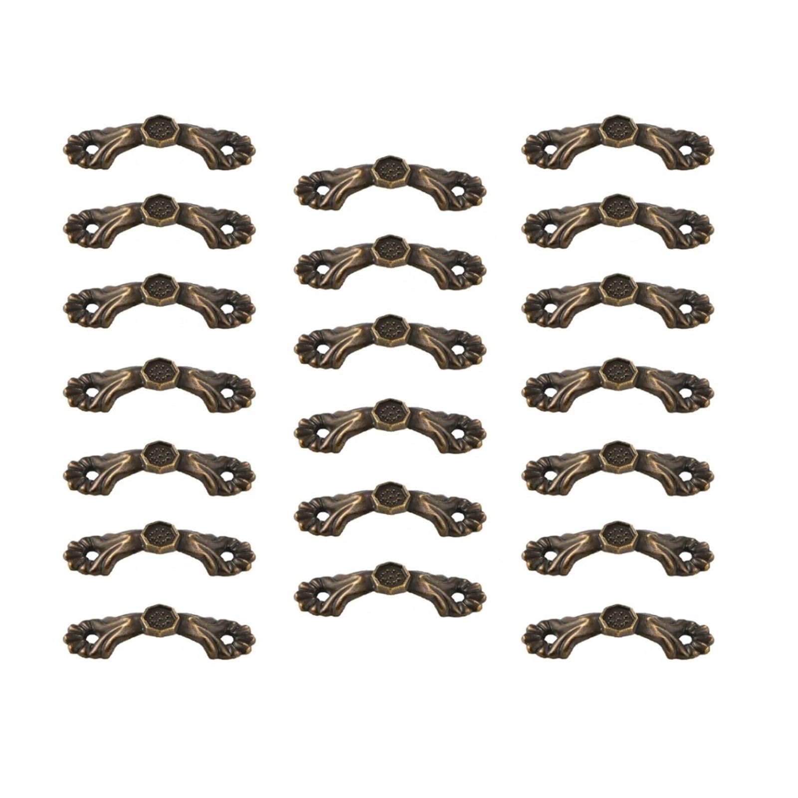 ZAANHA 20pcs Bronze Drawer Pulls 1.1 inch Hole Centers Vintage Decorative Handles Antique Floral Knobs for Furniture Wooden Case Chest
