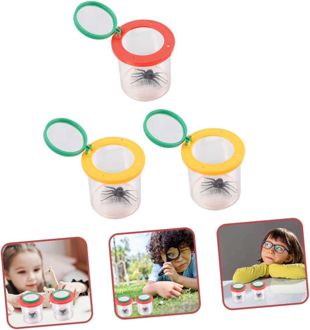 3pcs Insect Observation Magnifier Box for Kids Outdoor Learning Tool Cylindrical Viewer Cage for Nature Exploration and Educational Activities