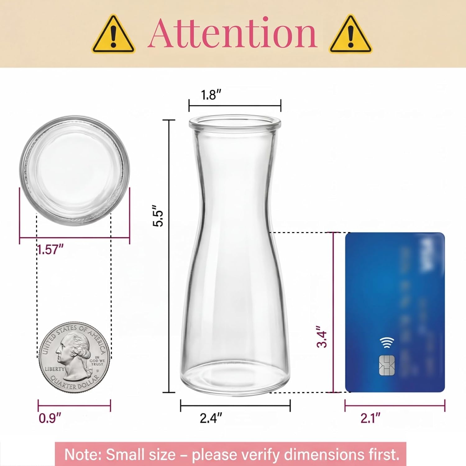Set of 12 Glass Bud Vases, Clear Small Flower Vases for Centerpieces, 6 Oz Decorative Vase for Wedding, Birthday, Events, Dining Room