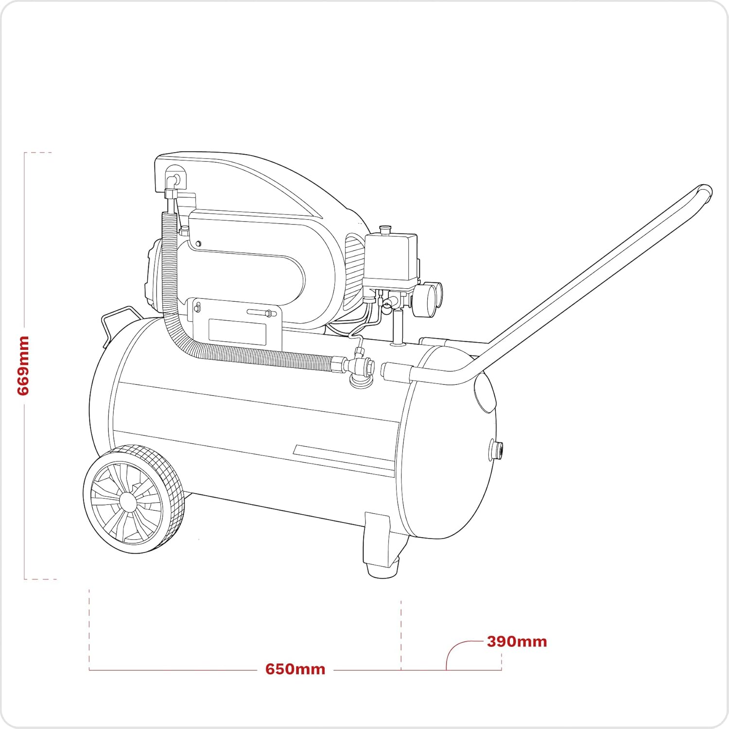 Sealey Sac5020E Compressor 50Ltr Direct Drive 2Hp