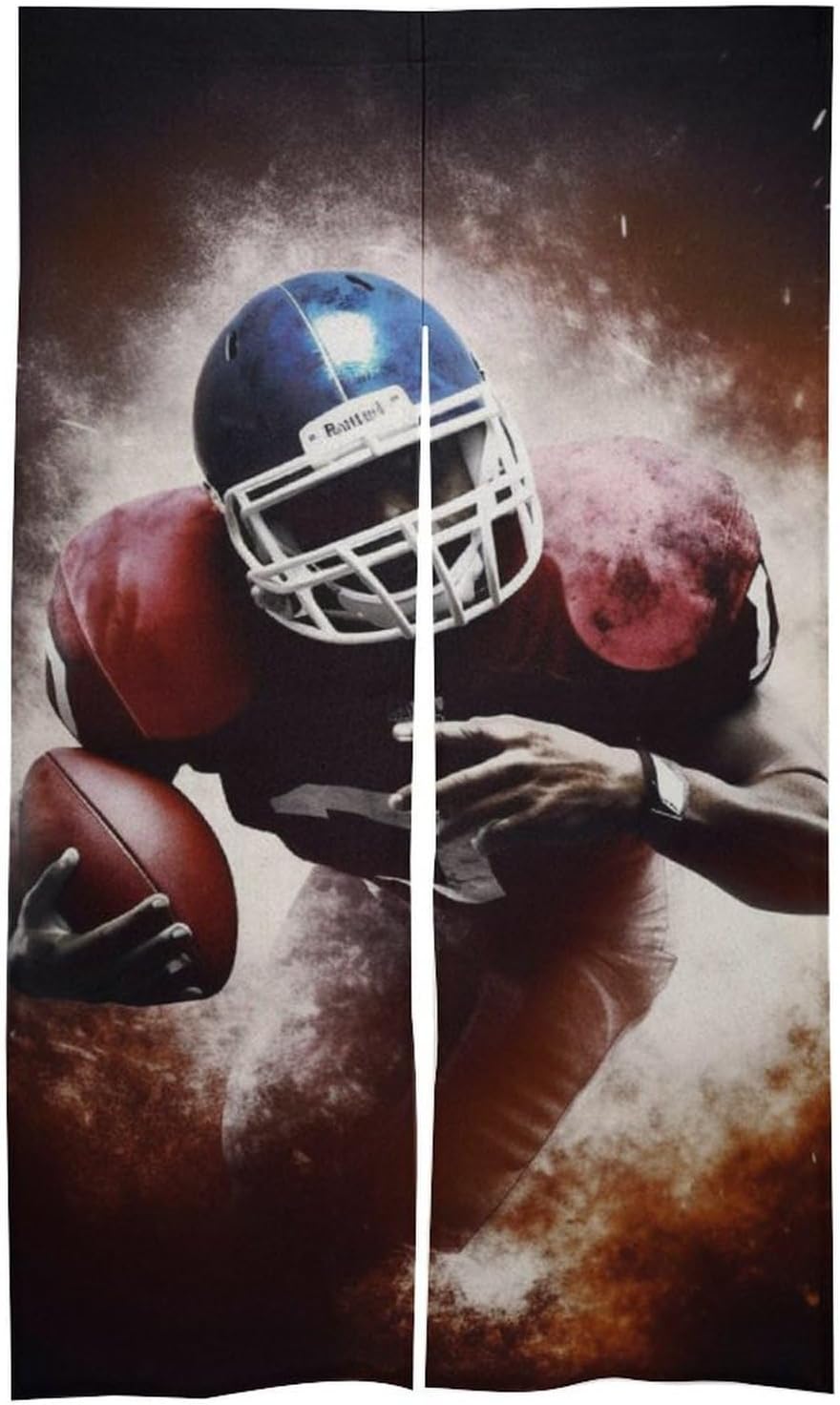 American Football Door Curtain, Thermal Insulated Room Divider Door Decor, Linen Doorway Curtain for Kitchen, Bedroom, Patio & Office, 34"x 57"