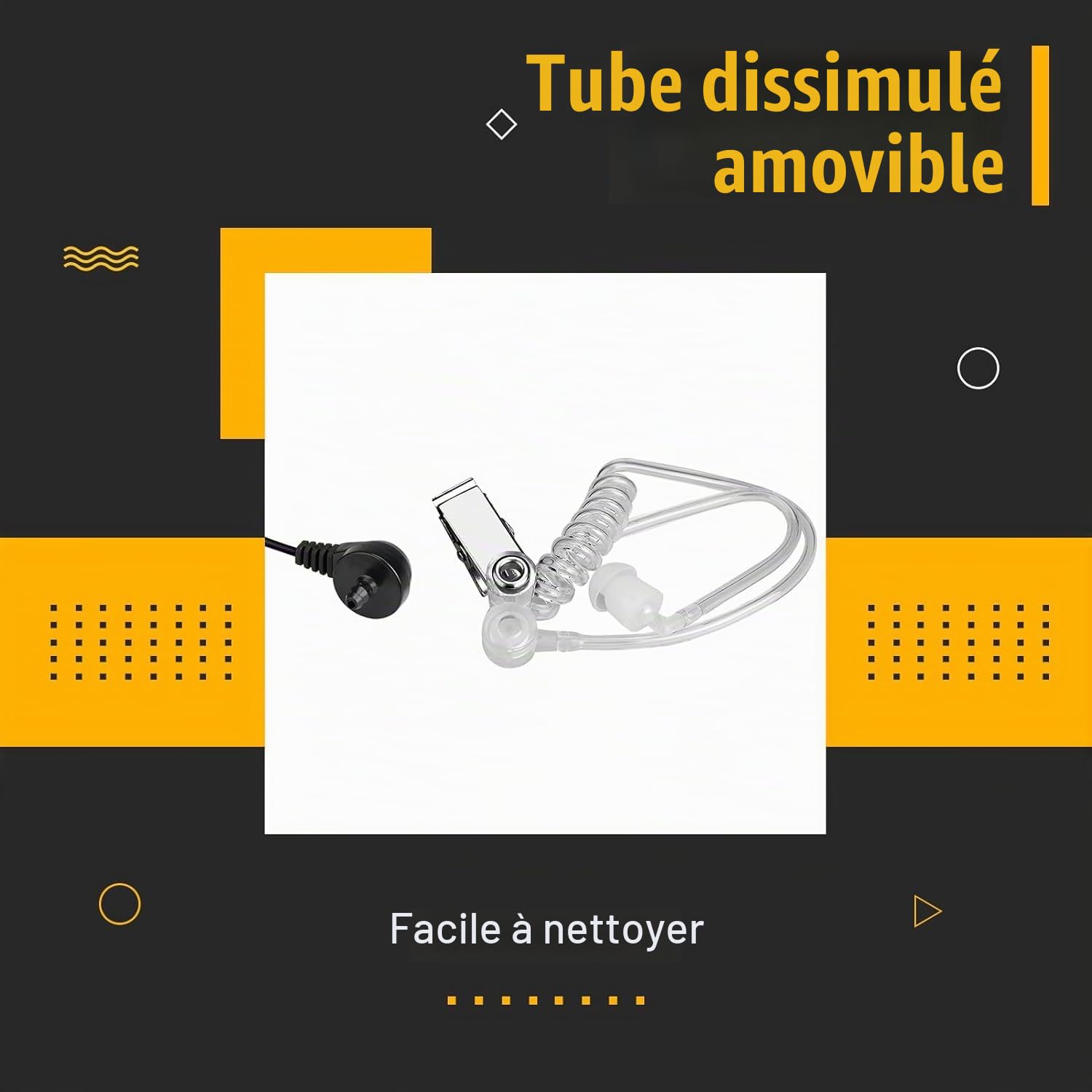 Retevis Oreillette pour Talkie-Walkie 1 Broche 2,5 mm, Casque de Sécurité, Air Tube Oreillett avec PTT, Ecouteur Talkie Walkie Compatible RB648 RT649 RT649B RT649P (2 pièce)