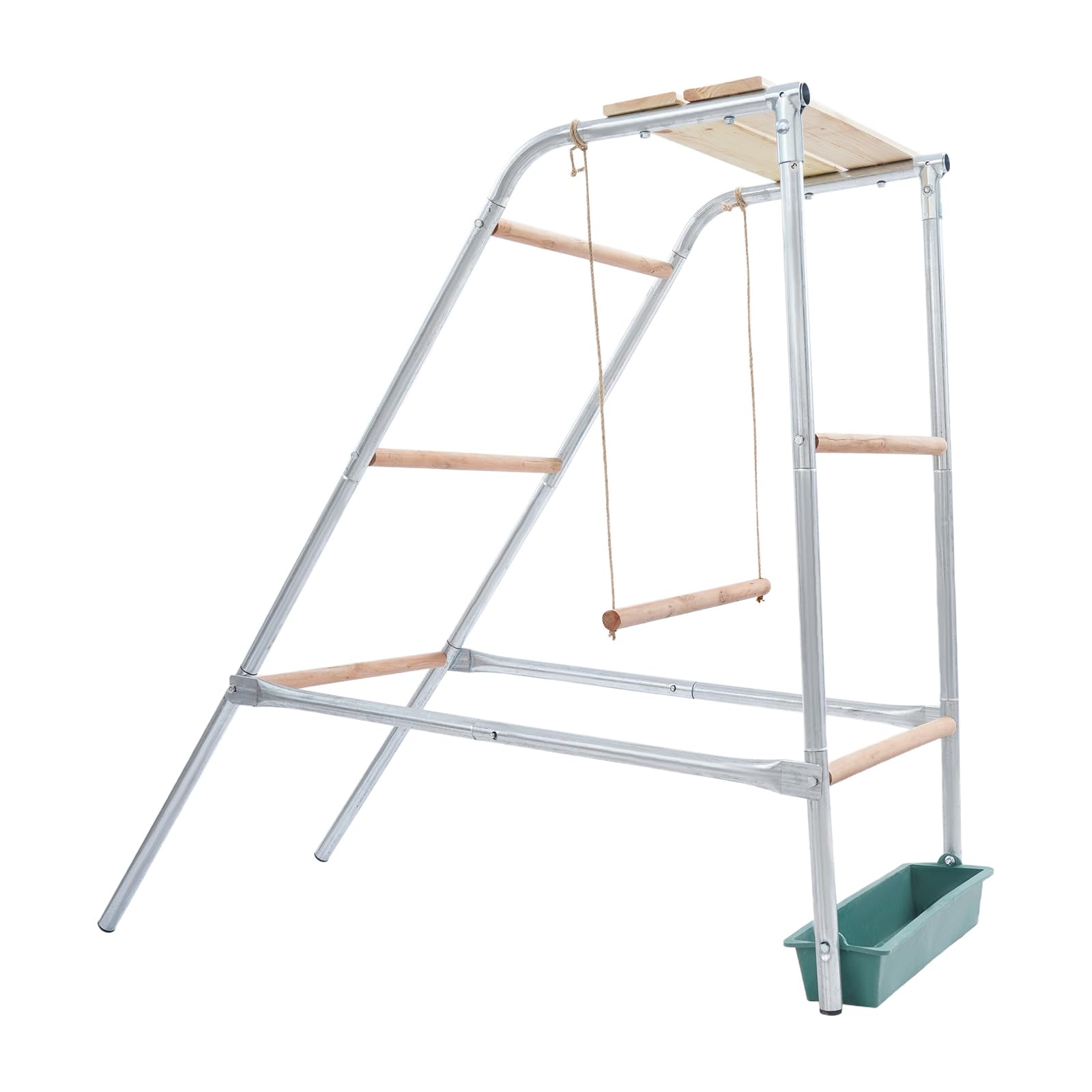 Gallinero Juego de escalera para gallinero, barra de entrenamiento para pájaros, 110 x 49 x 100 cm, barras de salchichas de pollo con columpios y escalera de metal para pollos, patos, palomas