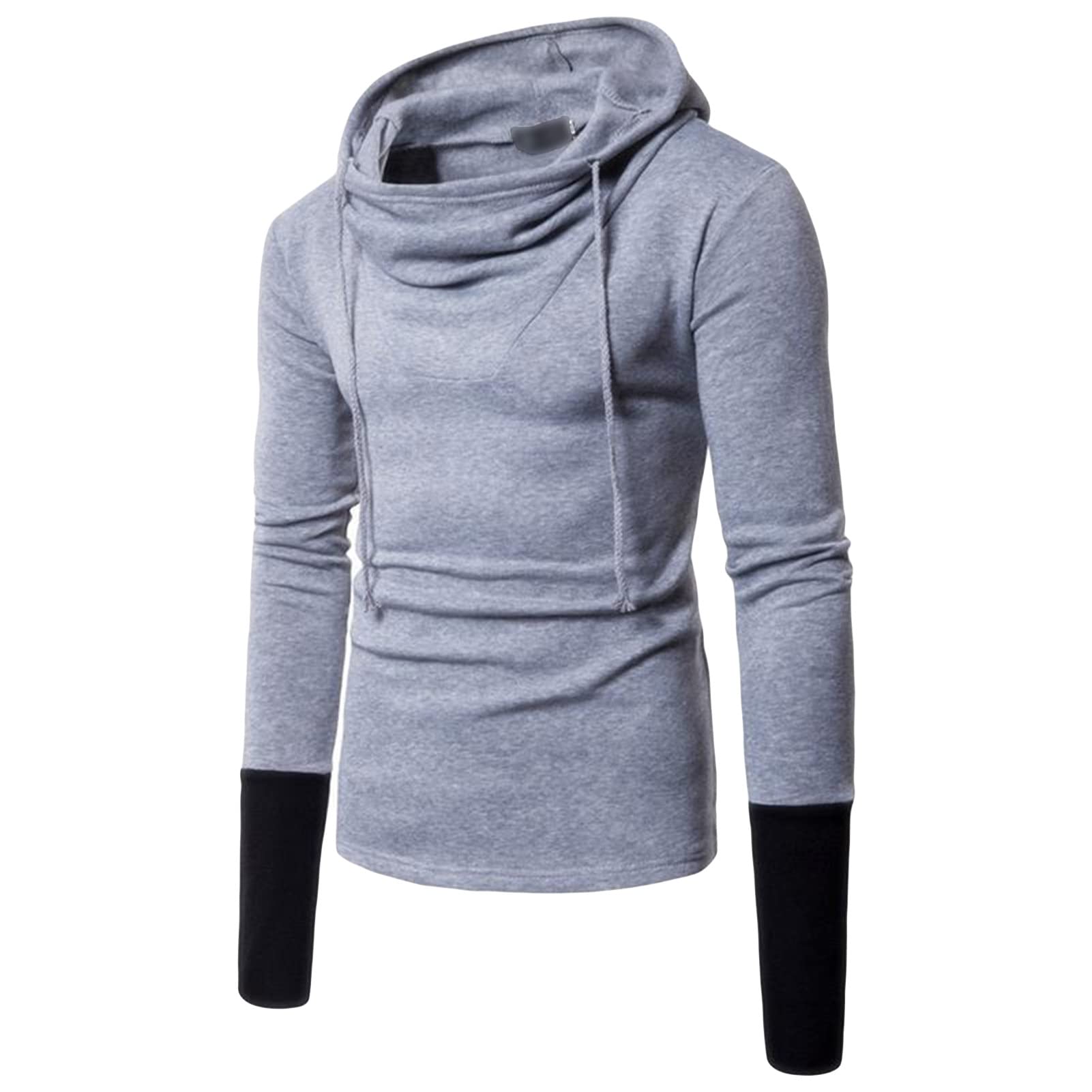 Men's Novelty Color Block Pullover Hoodie Long Sleeve Sports Hooded Sweatshirt Casual Soft Blend Fleece Hoodies (Light Grey,Large)