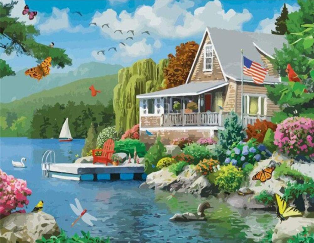 Peinture par numéro de paysage floral pour décorer votre salon avec un tableau fait main