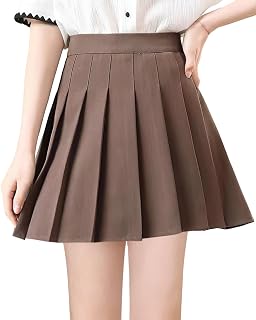 [HDONYUI] 制服裙 百褶 迷你 A型 喇叭 带内衬 及膝 素色 高腰 服装 毕业典礼 上学 网球 高尔夫
