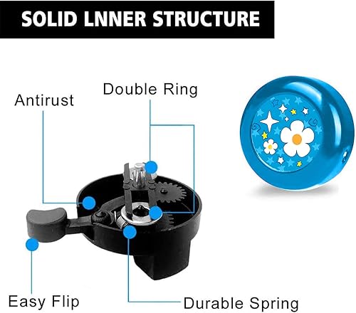 Miniatura 27 de Timbre de bicicleta de aluminio para bicicleta, timbre de bicicleta con sonido fuerte y nítido, para adultos, niños, niñas, niños, 5