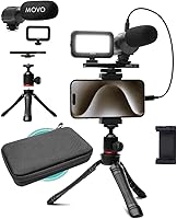 Vista 10 de Kit de vlogging Movo iVlogger para iPhone - Compatible con Lightning, kit de iniciación de YouTube para creadores de contenido - Accesorios: trípode