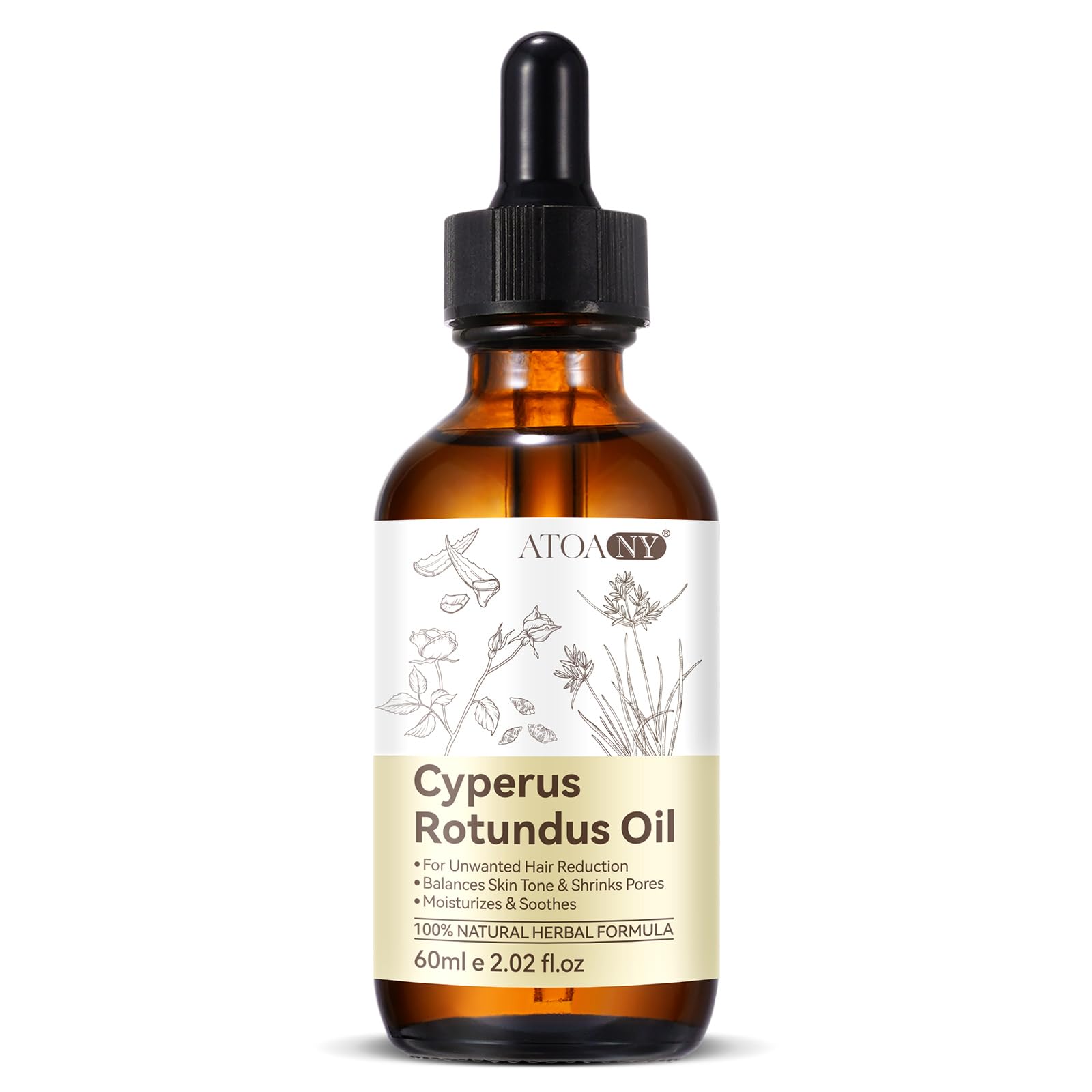 60ml Olio di Cyperus Rotundus, Cyperus Rotundus Olio per la depilazione, Inibisce la Crescita dei Peli,per donne, riduce la crescita indesiderata dei peli dopo la barba, Idrata e Lenisce la Pelle