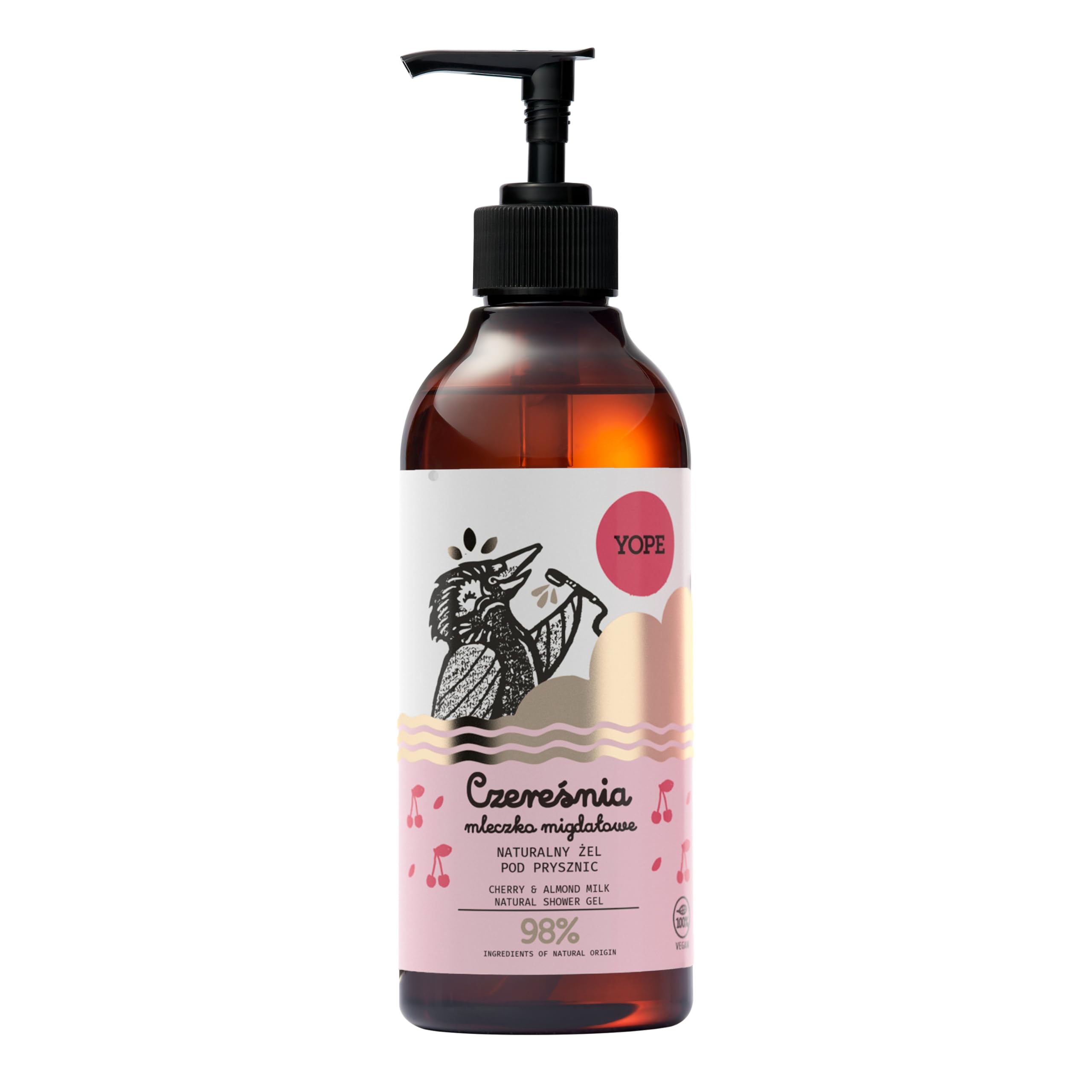 YOPE Shower Gel Wash, Moisturising & Nourishing, Almond Milk Extract, Scent Cherry & Almond Milk, 400 ml