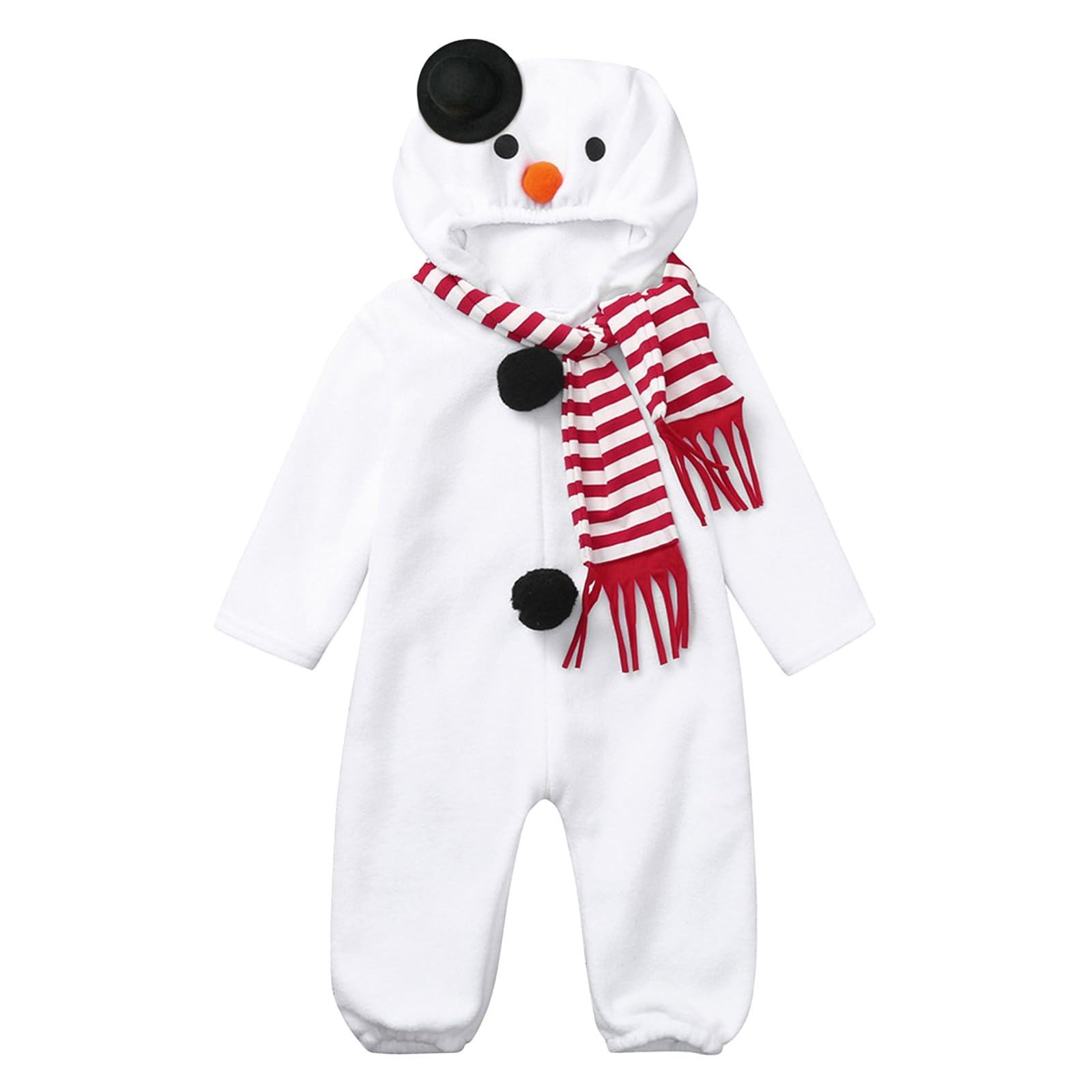 ZLLFHS Costume Natalizio per Bambina e Ragazzo, Completo Natalizio, Pupazzo di Neve, Felpa con Cappuccio, Pagliaccetto, Tuta, Sciarpa