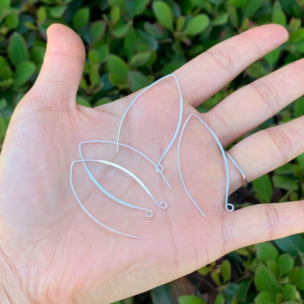 30pcs Adabele Authentic Sterling Silver V Shape 40mm Drop Flat Marquise Earring Hooks Ear Wire (Wire 0.7mm/21 Gauge) for Jewelry Making SS16-1