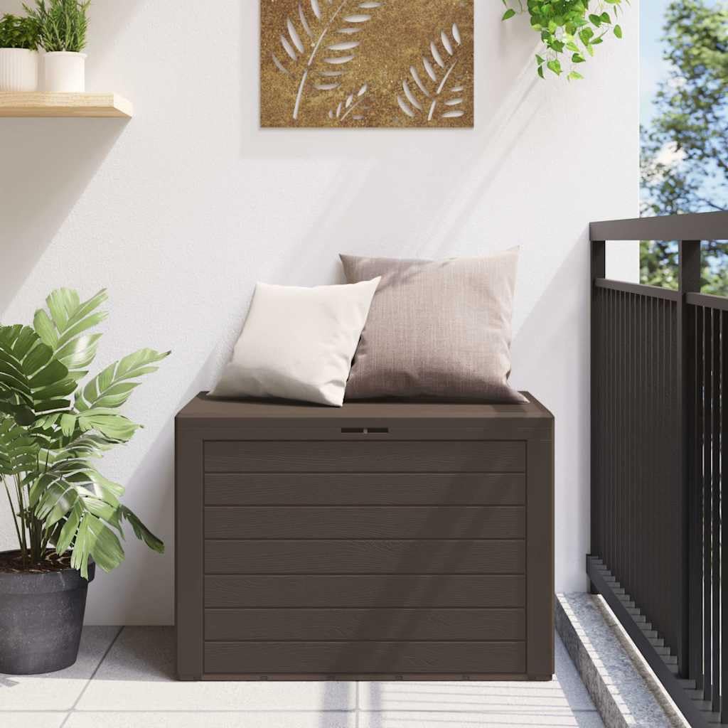 Caja de almacenamiento de jardín marrón 78x44x55 cm de polipropileno