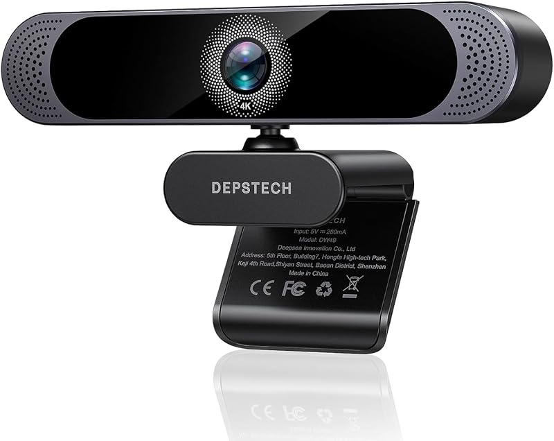 DEPSTECH DW50 4K Webkamera Sony Szenzorral, Dupla Zajszűrő Mikrofonnal, Távirányítóval, Autofókusszal és Adatvédelmi Fedéllel - Laptop/Zoom/
