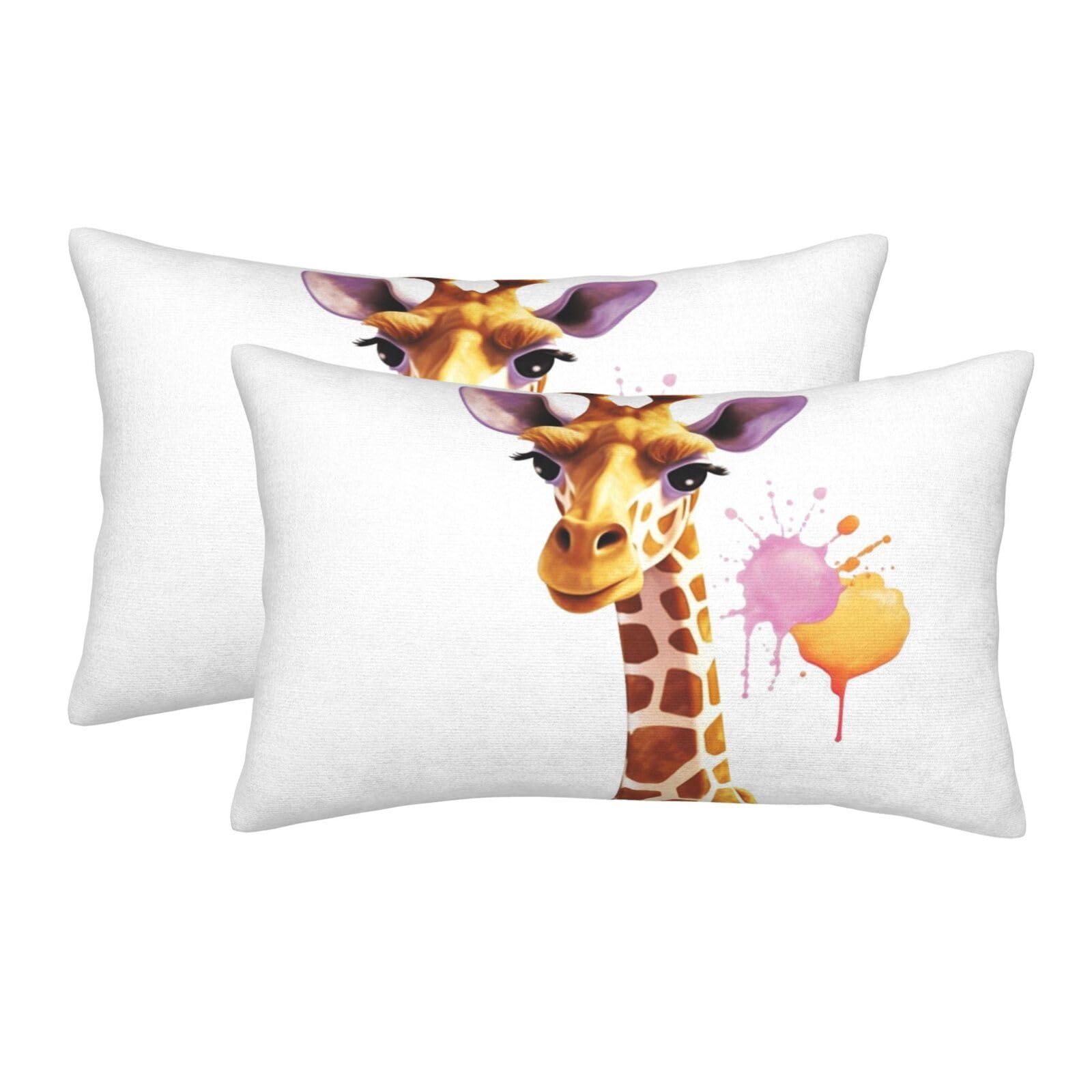2 Pack Pillow Cases with Hidden Zipper, Soft Breathable Pillow Covers for Hair and Skin, Giraffe Pillowcases 20"x30" Bed Pillow Protectors Cover for Sleeping Gifts