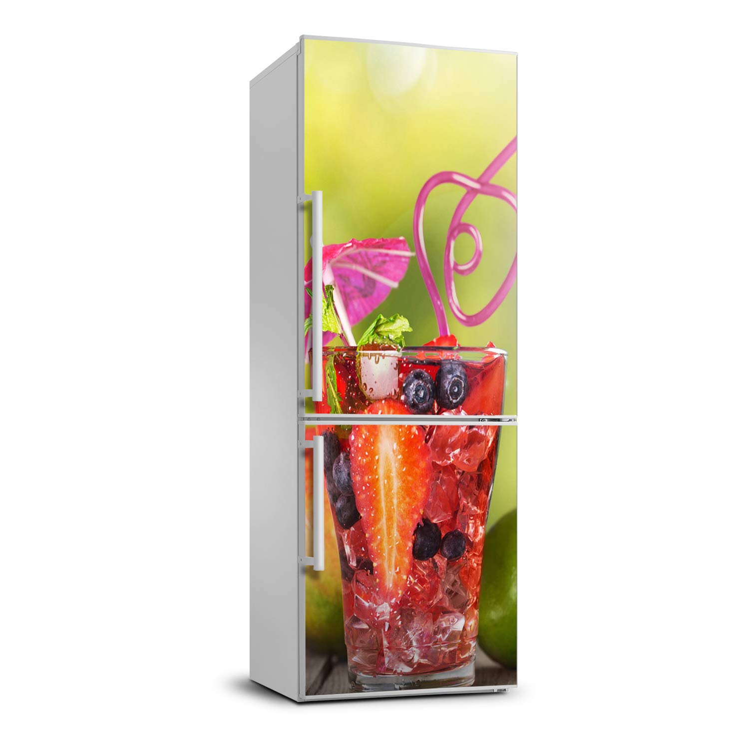 Autocollant frigo pour masquer les rayures : film adhésif 60x180cm au motif cocktail