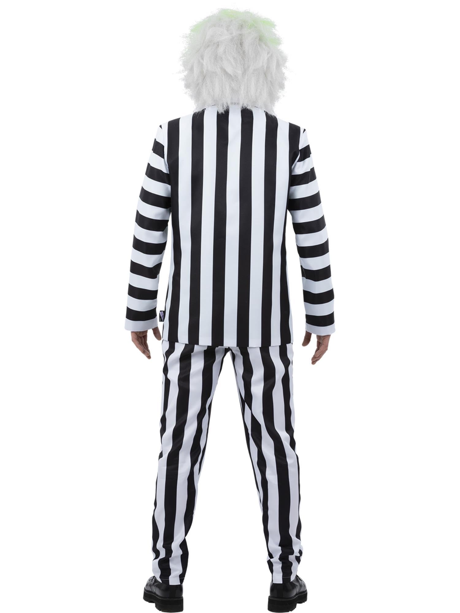 Smiffys Beetlejuice - Costume da bambino con giacca, camicia finta cravatta e pantaloni, licenza ufficiale Warner Brothers, costume classico Beetlejuice a righe con costumi per la famiglia abbinati