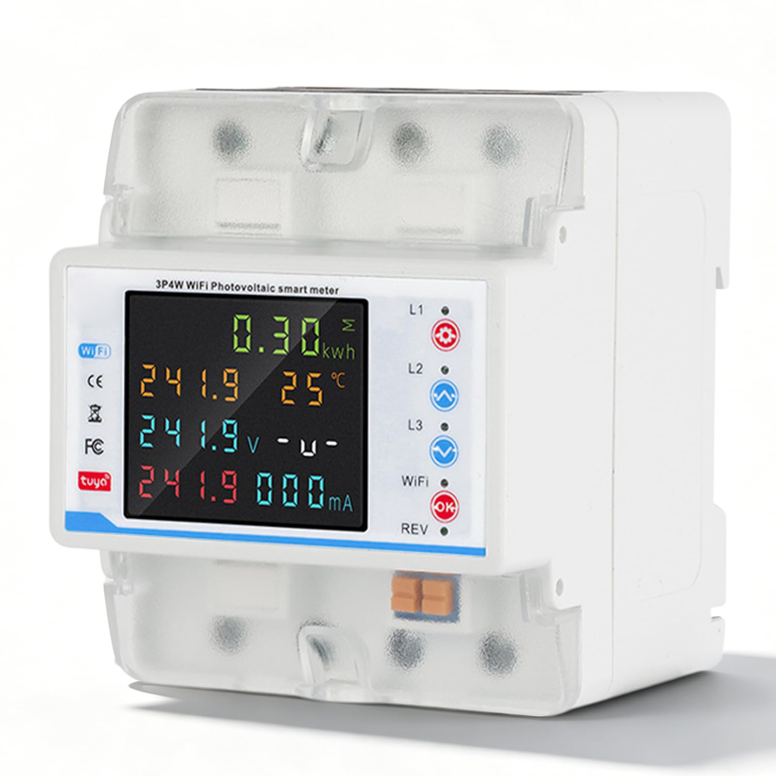 Vaileal 100 A 3 fases de electricidad, contador de electricidad 3 fases wifi, medidor trifásico Smart Meter wlan con control de tiempo/desequilibrio trifásico/pérdida de fase/protección contra retardo