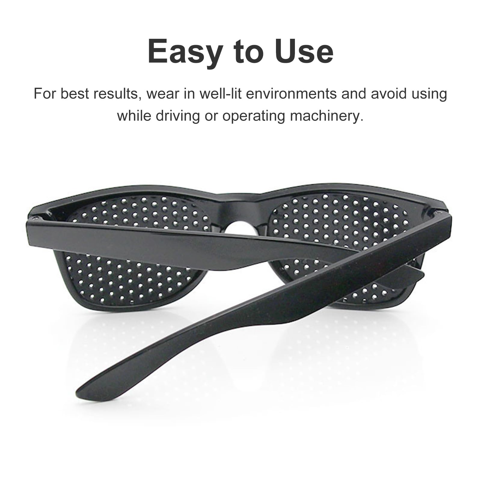Rasterbrille Pinhole Glasses, Lochbrille für Augentraining, Rasterbrille Augentraining, Anti Ermüdungsbrille zur Entspannung, Raster-Brille, Gitter-Brille mit faltbaren Bügeln, 2 Stück, Schwarze