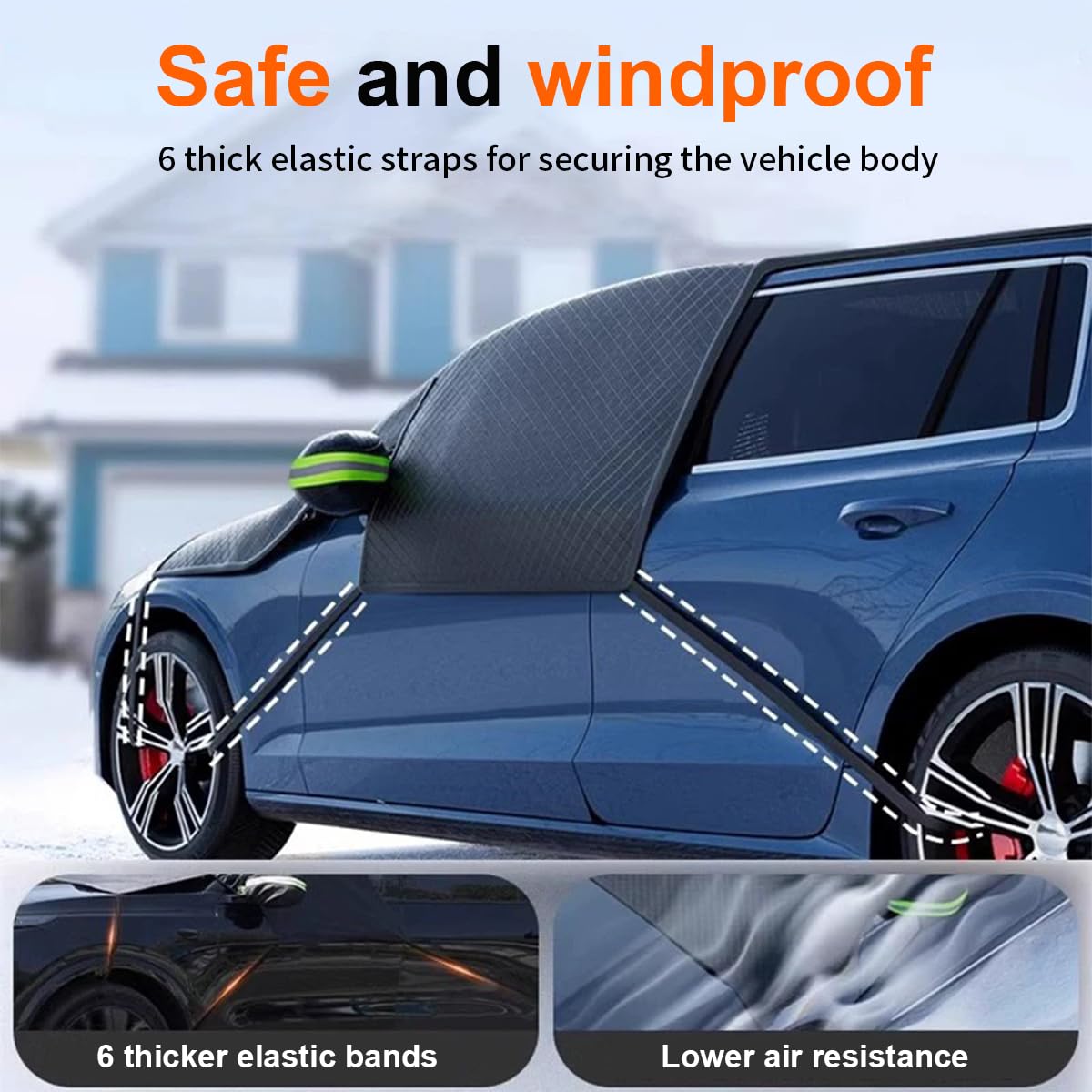 Protege Pare Brise Givre Protection Pare Brise Hiver,Couverture Pare Brise Voiture avec 6 Crochet Pliable Couverture Universelle Protège pour Anti Givre, Neige,Anti Glace,UV Pluie,pour,SUV,Voiture