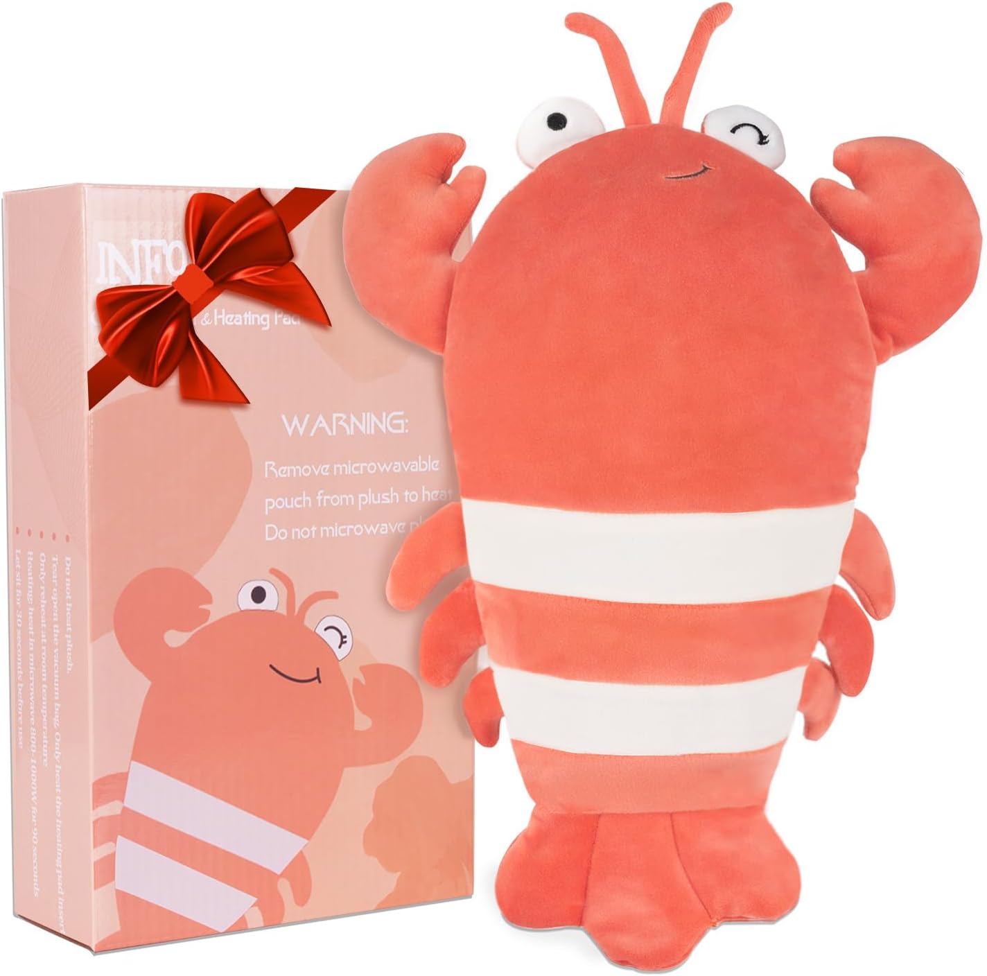 Infowush Heating Pads for Cramps, 15" Weighted Stuffed Animals Lobster Plush, Menstruation