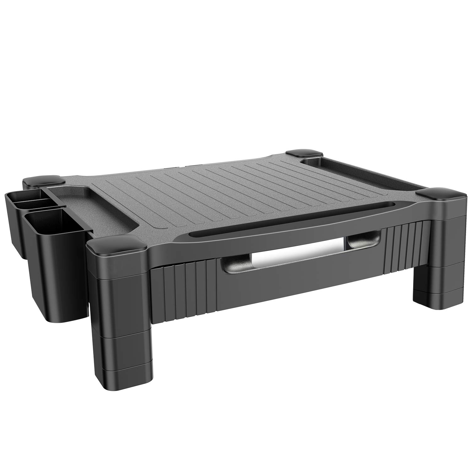 Monitor Stand, Monitor Riser with Drawer, Adjustable Computer Stand for Monitor, Laptop, PC, Printer, Desktop Organizer w/Pen Holder, Tablet Holder & PhoneHolder, Cable Management