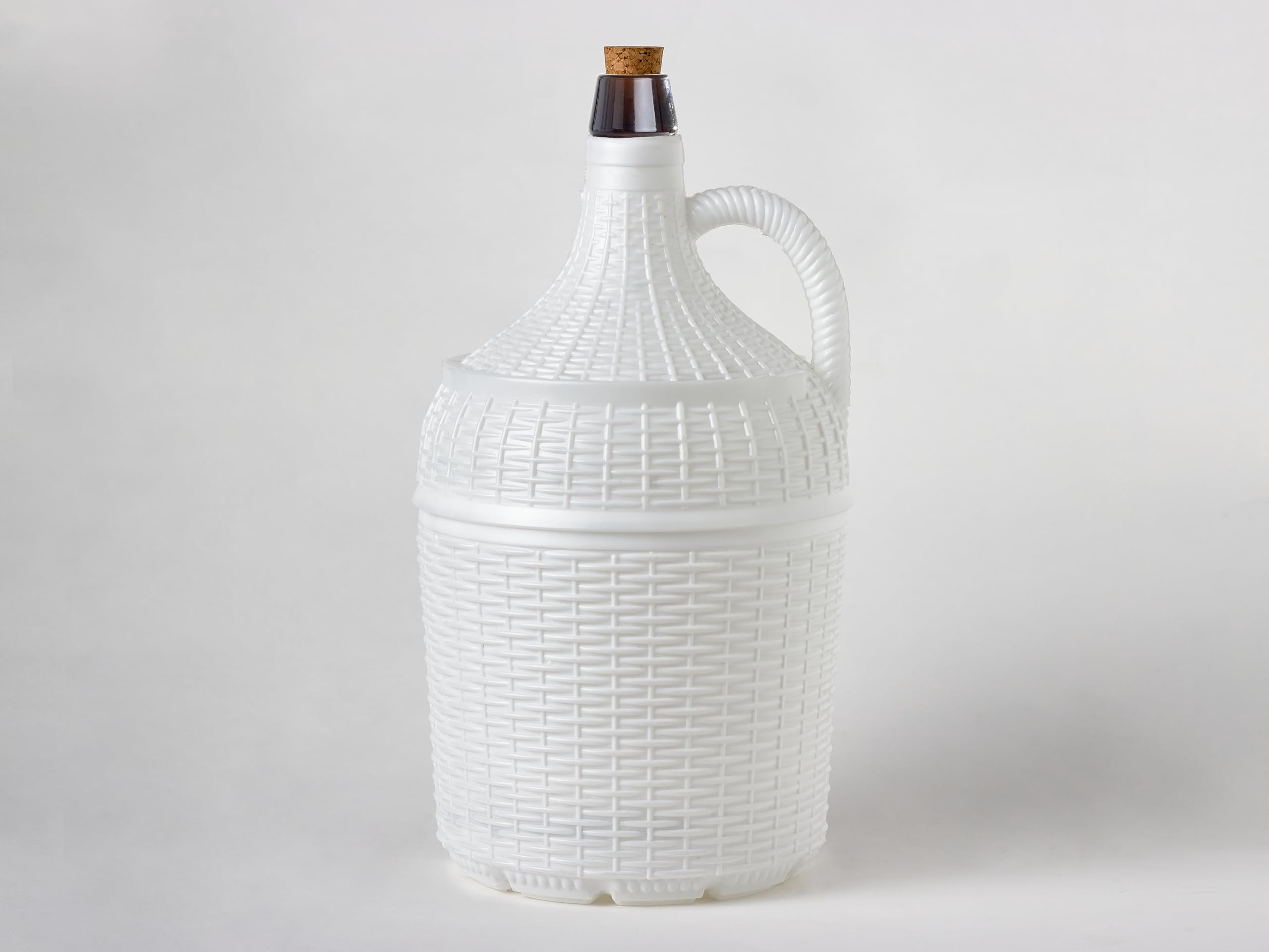 Pack/4 Garrafas Damajuanas Garrafones 5 litros Cristal Forrado Plástico Blanco Alto Gramaje, Corcho Natural Ajuste Perfecto con Recambios Corcho