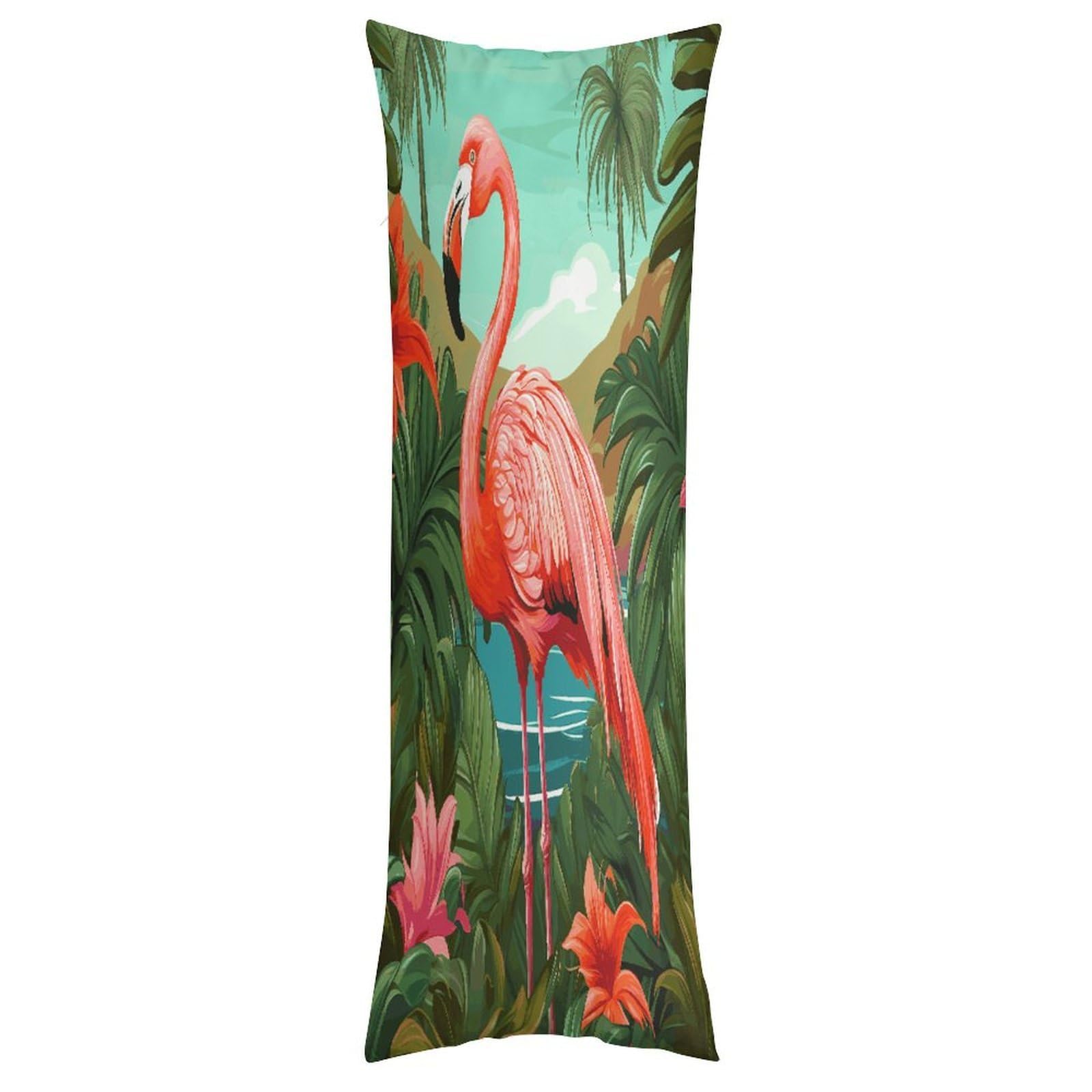 LDGSUPH Tropical Flamingo Pillow Cases Soft Pillowcase with Invisible Zipper Wrinkle Resistant Pillow Covers Breathable Removable Pillow Protector for Bed Sofa Car 20"x54"