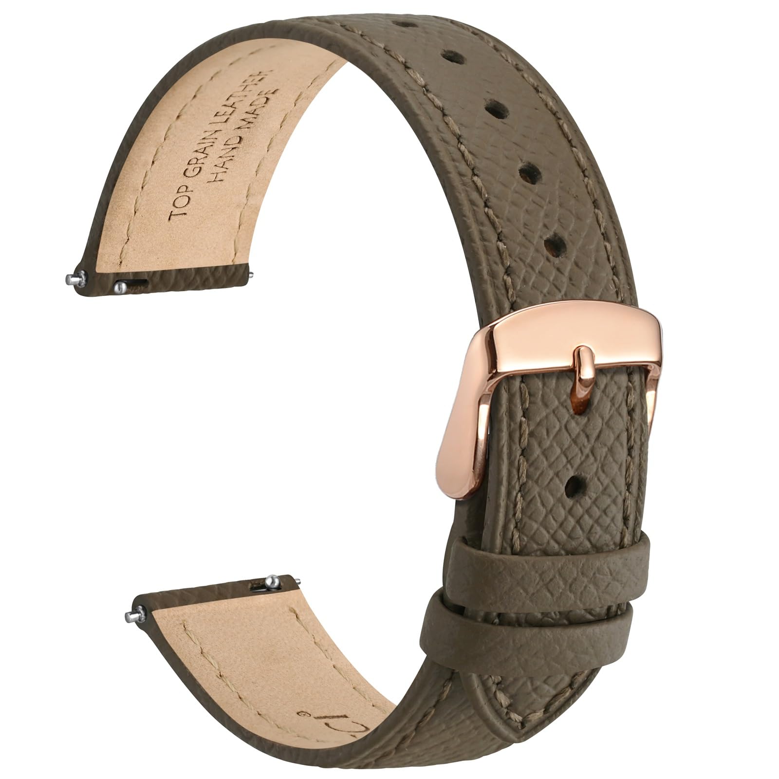 WOCCI Grace Watch Strap, Top Grain Leather, Quick Release Replacement Bands, Stainless Steel Buckle, Band Width 12mm 14mm 16mm 18mm 20mm — view 21