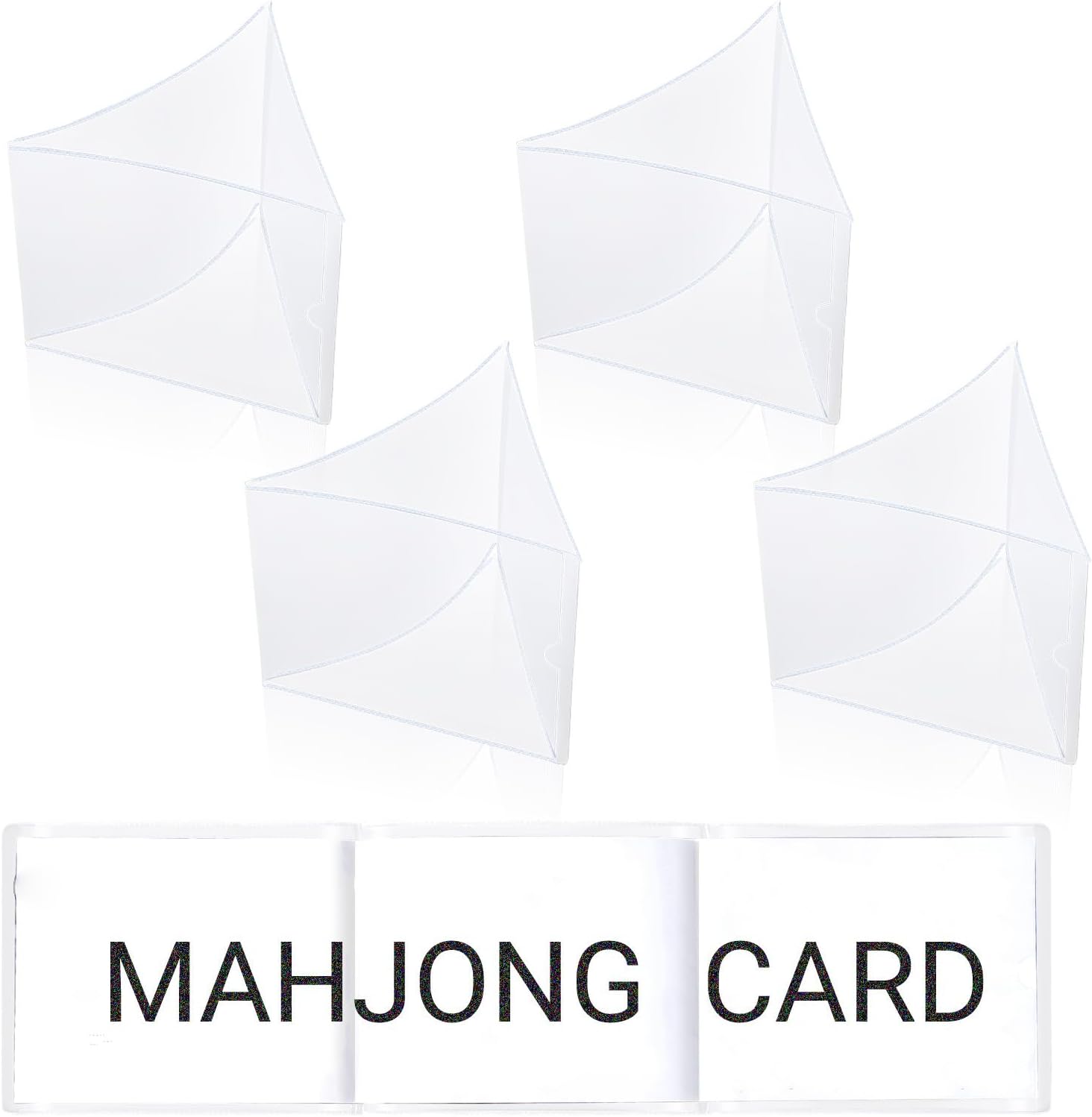 4 Pcs Mahjong Card Holder, Clear Frosted Mahjong Card Protector Cover Holder Size(6 1/8”x4 3/4”) Compatible with Mahjong Cards, Plastic Card Holder Mahjong Accessories